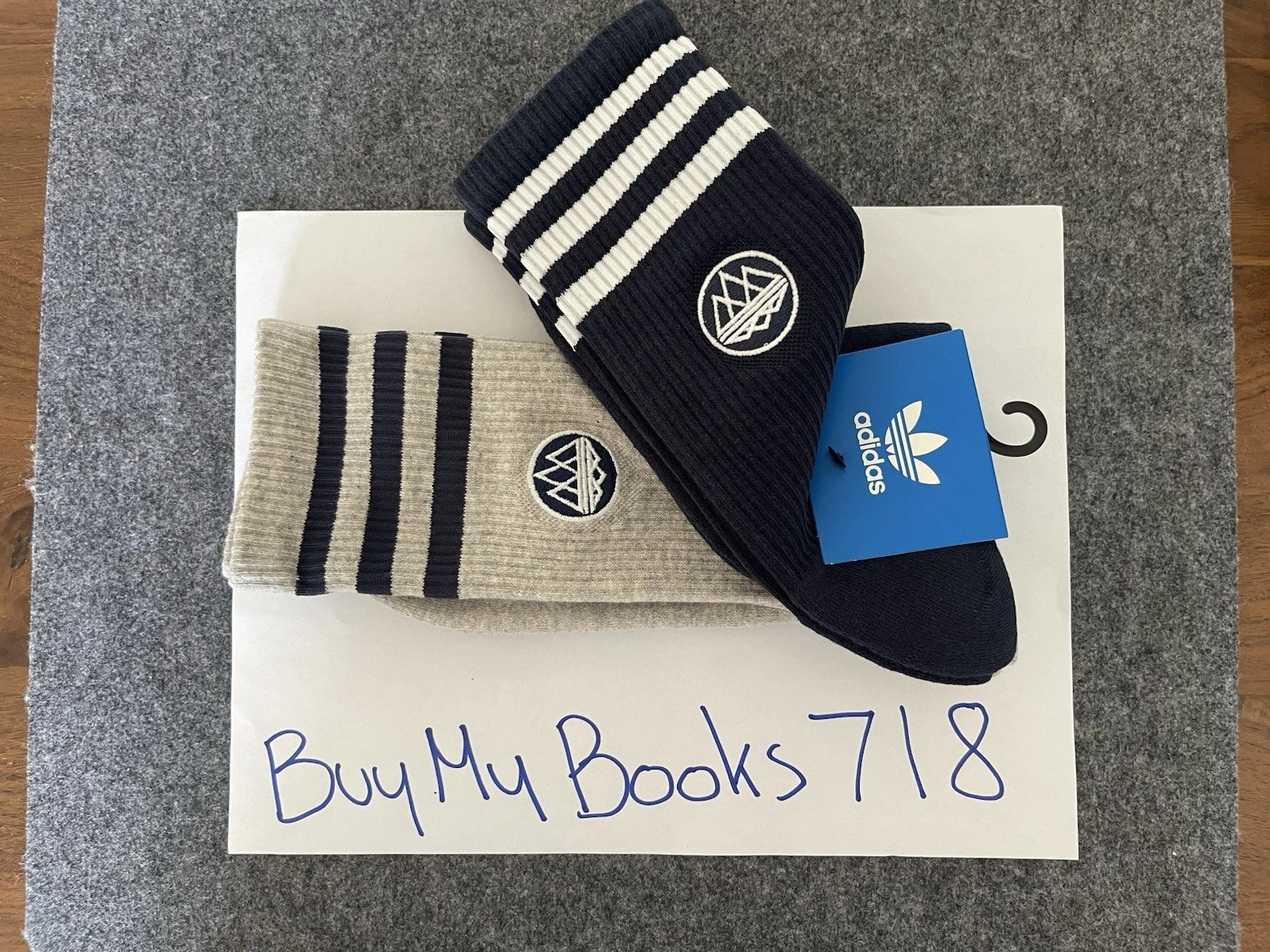 adidas SPZL Statement Ankle Socks LARGE | 2 PAIRS - Navy + Grey SS25