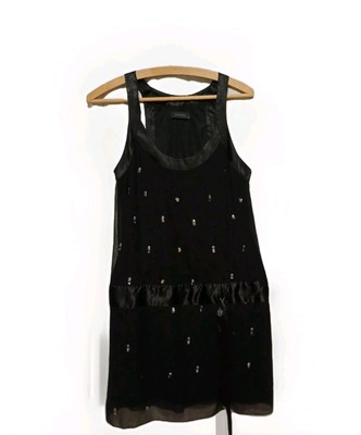 Vero Moda Kleid Gr. M Damen ärmellos Pailletten schwarz chic Gürtelband - F6