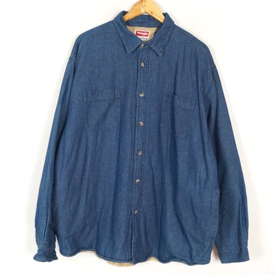 Chemise en jean homme WRANGLER taille XL coupe régulière doublée bleu sherpa - Photo 1/4