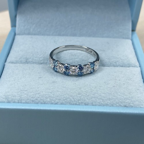 Bracelet de mariage alternatif diamant rond blanc bleu 1,00 ct cultivé en laboratoire or 14 carats - Photo 8 sur 8