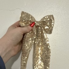 Gold Sequin Bow Hair Accessory, Fabric, One Size, Party, Girls