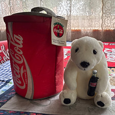 Play-By-Play Coca-Cola Polar Bear Plush w/ Coke Bottle Carry Case 1993 MPN 90024