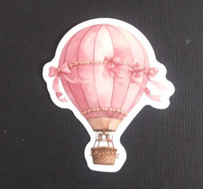 Pink With Pink Bows Hot Air Balloon Sticker 2.25" x 2" Y