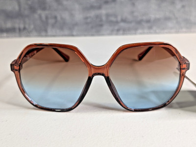 West Loop Womens Sunglasses Brown Gradient Hexagon Retro Designer Blemished
