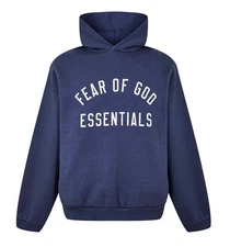 Fear Of God Essentials Authentic Heavy Fleece Hoodie Marine Size L Fits Like XL