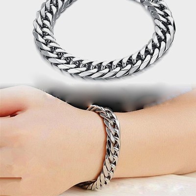 Lässiges Herren Armband mit kubanischer Panzerkette, für Jungen, Hip Hop, fein