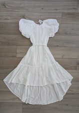 NWT Urban Outfitters White Boho Maxi Dress with Ruffled Hi-Low Hem, Lined, XS