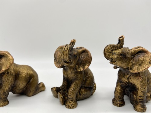 Pequeñas estatuillas de elefante acabado bronce - Imagen 7 de 8