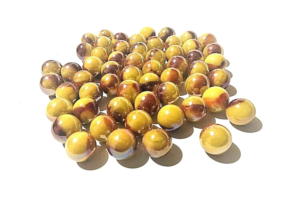 HOUSE OF MARBLES 50 Murmeln Sonne ca. 12mm gelb glänzend aus Glas, Glasmurmel, Glaskugel (120009)