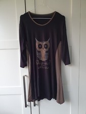 Skaterkleid Mit Glitzer Eule Größe L Kleid schwarz braun mit Streifen Eulenkleid