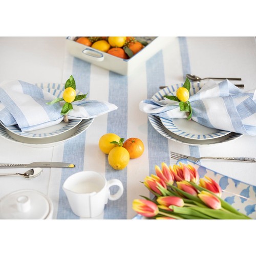 Solino Home 100% Pure Linen Dinner Napkins 20 x 20" for Fall - Cabana Stripe - Picture 38 of 57
