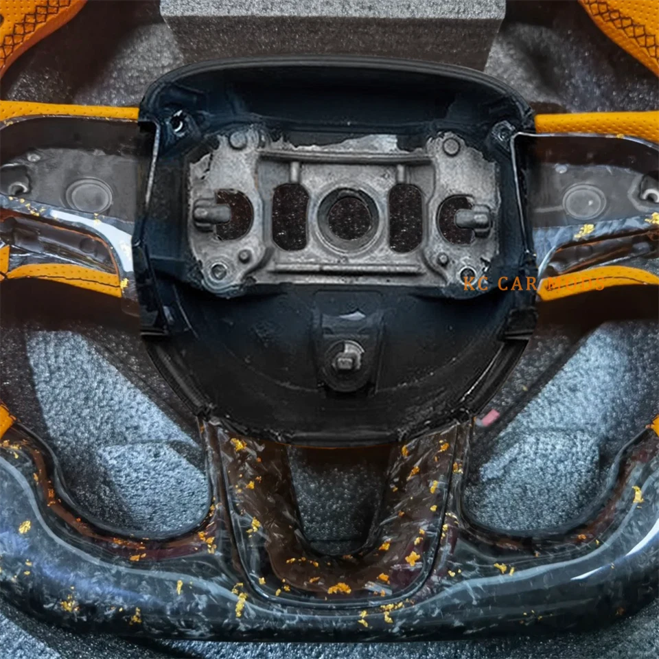 Forged carbon fiber orange leather Steering Wheel for 2015-2020 Dodge Challenger Foto 3 de 4