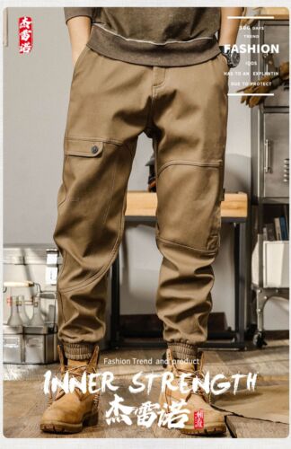 S-4XL Retro American Style Men's Cargo Harem Pants Cotton Trousers Casual Spring - Picture 12 of 30