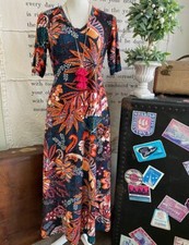 Attitudes Renee Coral Blooms Regular Como Jersey Illusion Waist Maxi Dress New