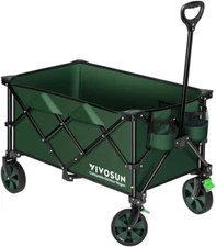 VIVOSUN Heavy Duty Collapsible Folding Wagon Cart,Max Load 220LBS/100kg,Green