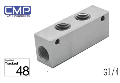 COYOTE MOON 1/4 BSP pneumatic Inline Manifold Block, pipe compressor, 2 WAY SPLITTER UK