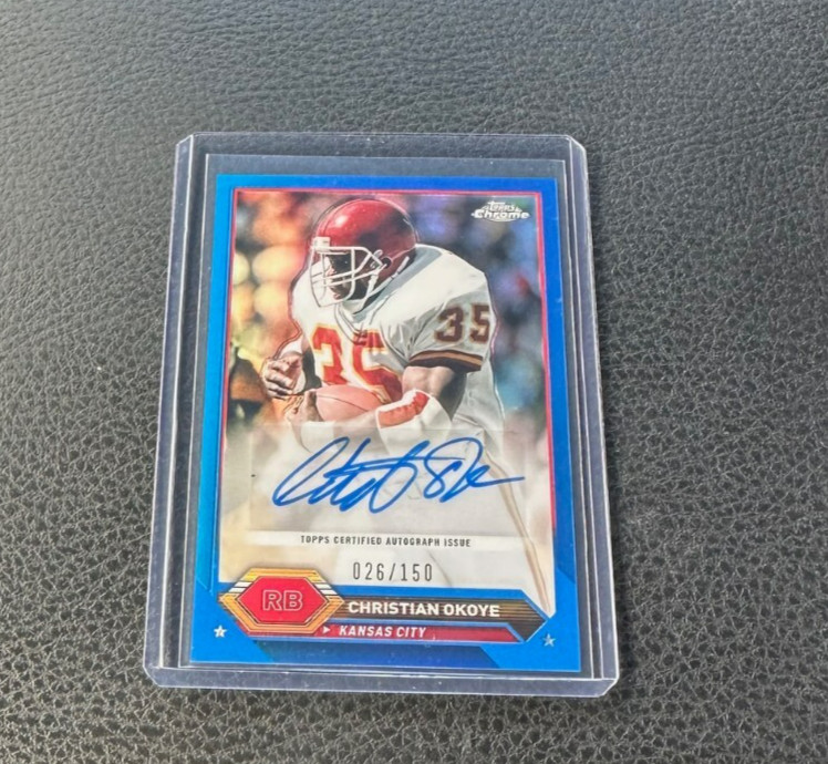 2023 Topps Composite Chrome Christian Okoye Blue Refractor Auto 026/150