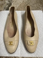Rare Chanel Vintage Ballet Shoes 7 Beige