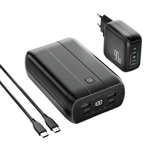 imuto Batterie Externe Laptop 27200mAh Power Bank PD 100W+ 90W GaN USB C Char...
