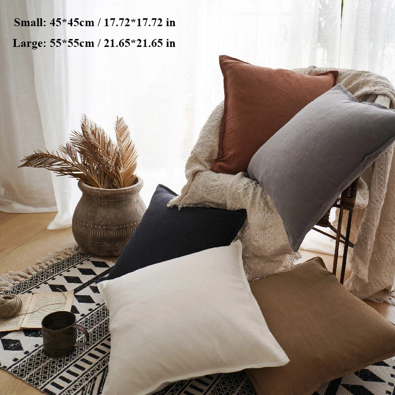 Cotton Linen Blend Cushion Covers Bed Sofa Back Support Case Pillwcase 45x45CM - Image 3 of 4