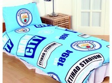Image of Official Manchester City Crest Single Duvet and Pillow Case Bedding Set BNWT