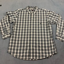 Chaps Shirt Men's Size XL Black White 100 Cotton Long Sleeve Button Up Plaid
