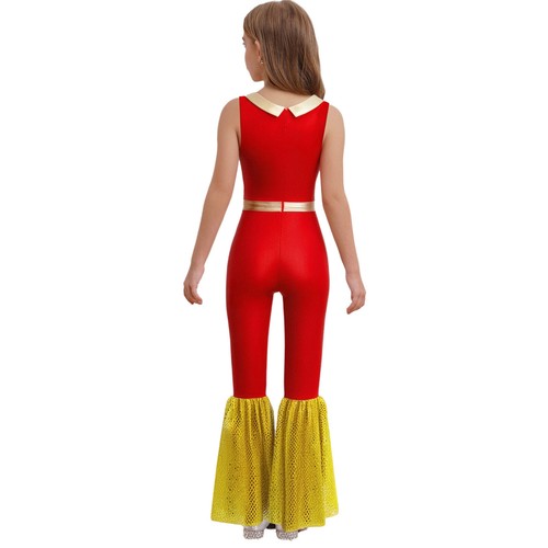 Kids Girls Rompers Party Overalls Gymnastic Bodysuit Hippie Jumpsuit Disco Jazz - Picture 12 of 71