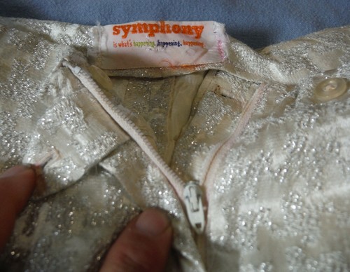 Symphony Pants 70s Ladies Embellished 22x25 Glittery Silver Decorative Pleated - Picture 5 of 10