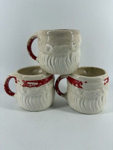Vtg TXT 747 Santa Face Mugs Set Of 3 - 第 2/13 張圖片