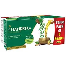 Chandrika Ayurvedic Soap 125g x6 | Herbal Handmade Skin Glow Bar | Natural