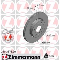 Zimmermann 2X Bremsscheibe Vorne Ø280 Mm FüR Suzuki SX4 GY 1.6 VVT 2.0 Ddis 4X4