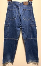 VTG FUBU Cargo Jeans Men's 36x34 Blue Denim Carpenter Baggy 90s Y2K Hip Hop
