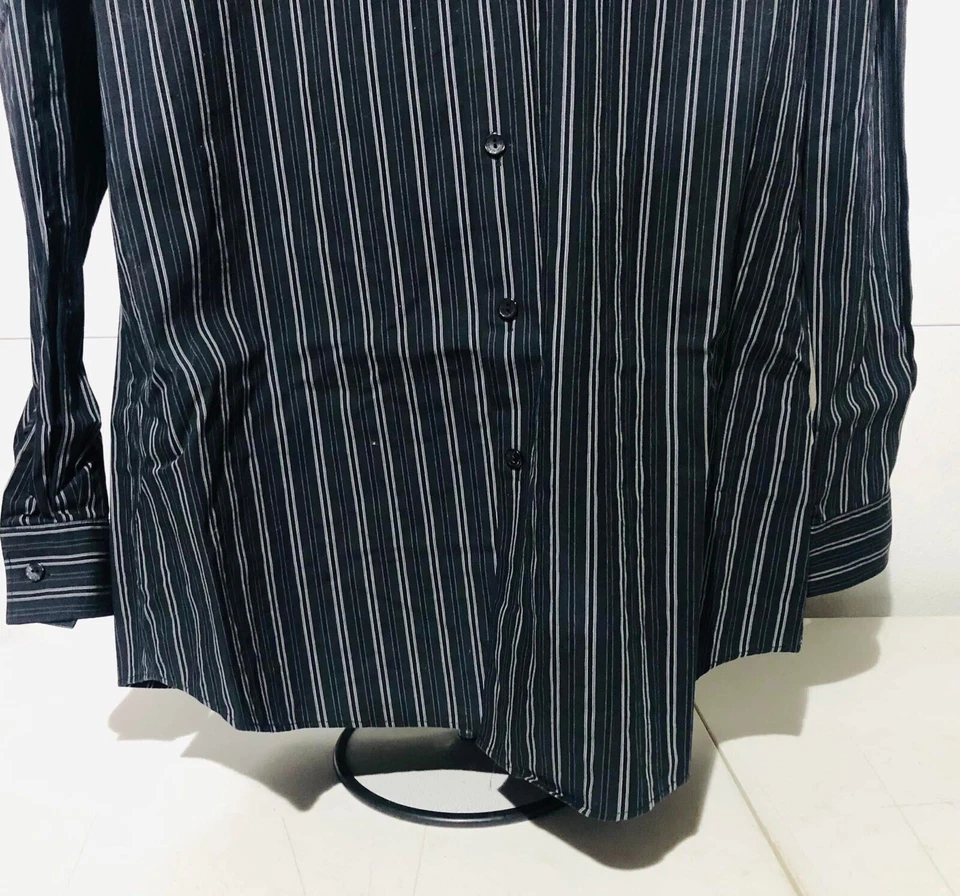 Kenneth Cole Reaction 男式纽扣衬衫 L 16.5 34/35 蓝色长袖 — 第 4/4 张图片