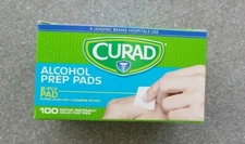CURAD Alcohol Prep Pads - Thick 2-Ply Wipes Skin Sterile Cleansing -- Box of 100