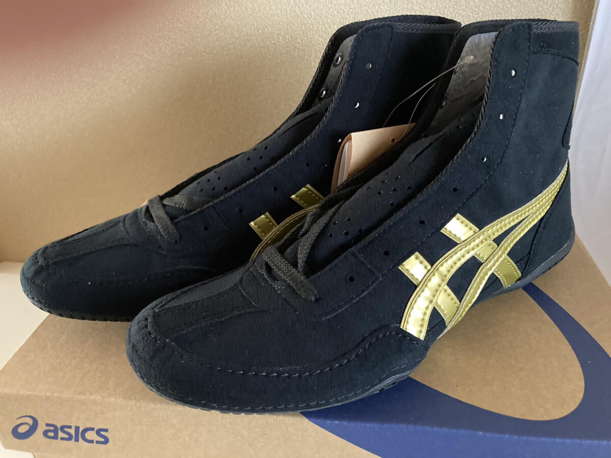asics Boxing Wrestling Shoes Black Gold Line Black EX-EO