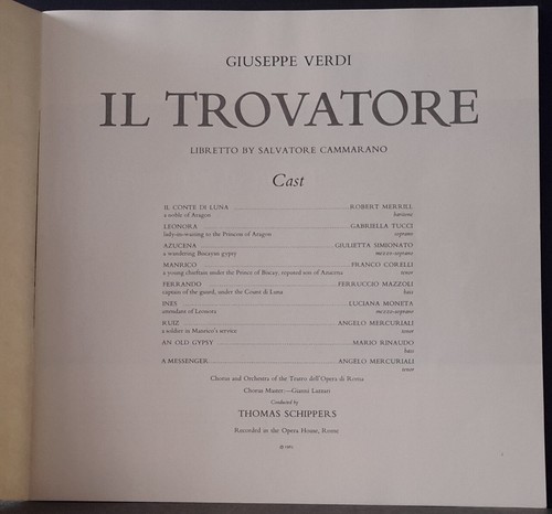 SAN 151-3 ED 1 UK BOX SET VERDI - IL TROVATORE 1965 HMV W/A CORELLI, SCHIPPERS - Picture 4 of 7