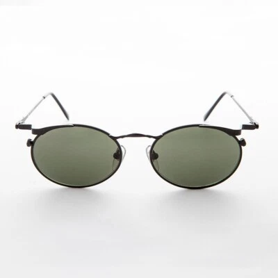 Gafas de sol vintage ovaladas Punk Grunge Steampunk años 90 lentes negras/verdes -dieselgoth - Imagen 1 de 3