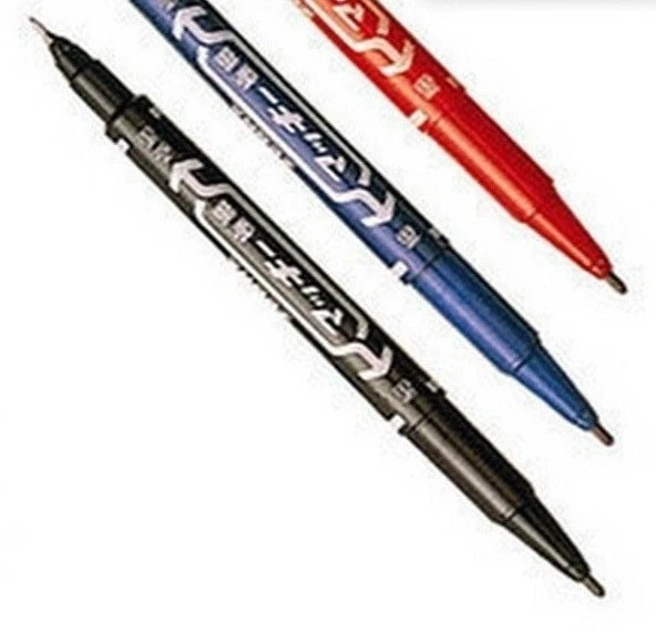 BLACK Dual Tip Skin Marker Fineliner Double Ended Fine Pen Tattoo Piercing