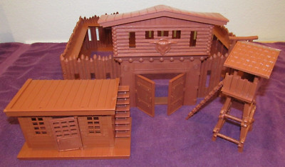 Vintage Redbox Wild West Fort Buffalo Play Set w Store House & Guard Watch Tower