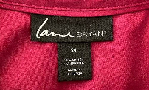 LANE BRYANT Womens 24 Shirt Blouse Animal Print Trim Long Slv Button Up Stretch - Picture 3 of 12