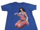 Bettie Page Mens Blue Sit Pose Bikini T-Shirt
