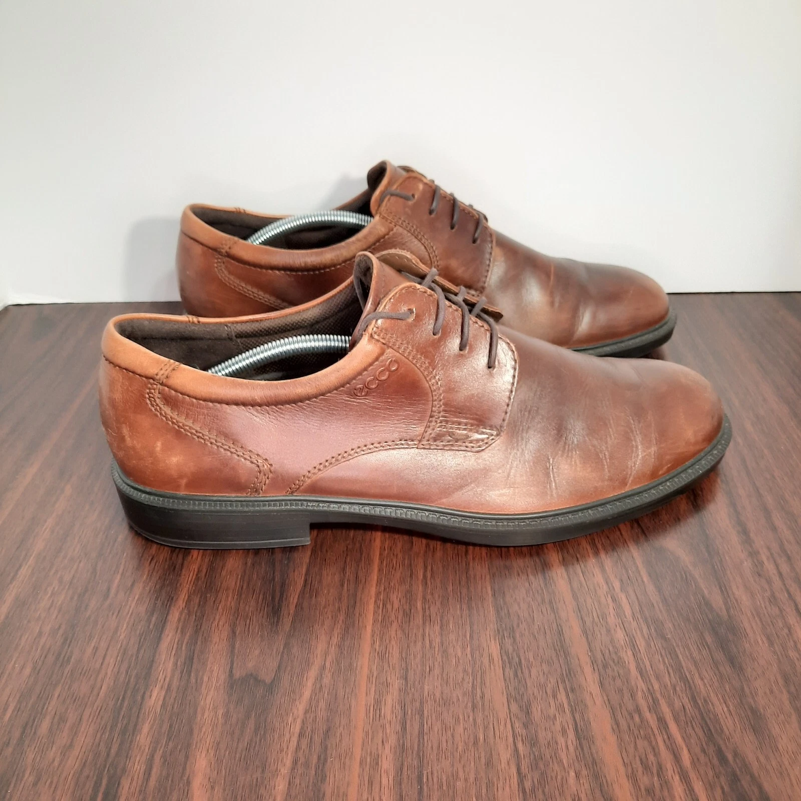 Scarpe da uomo ECCO Queenstown taglia 47 US 13 Derby Oxford marroni in pelle punta piatta