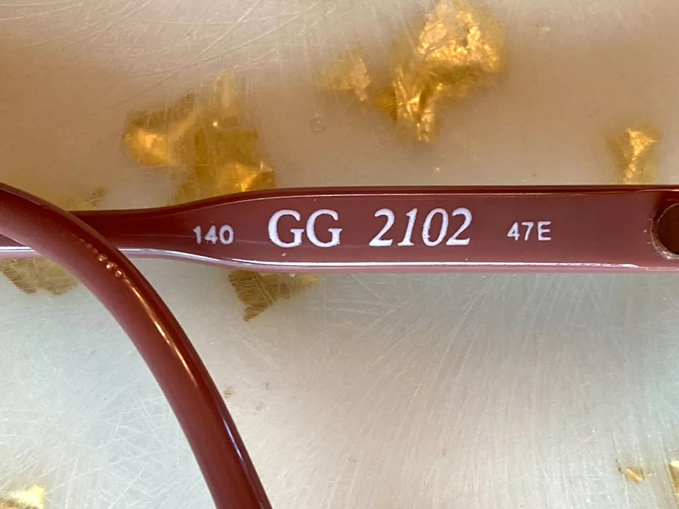 Monturas de gafas GUCCI rosa melocotón 2102 47E 57-17-140 ITALIA de colección de gran tamaño años 80 Foto 4 de 4