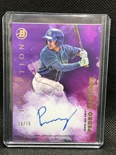 2021 Bowman Inception /75 #PA-PM Pedro Martinez Fuschia Foil Autograph Rays