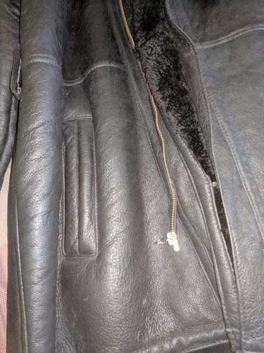 Men’s Winter Coat. Genuine leather. Sherling style insulation. - Picture 4 of 5