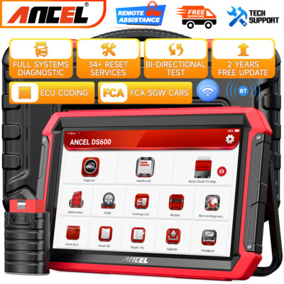 ANCEL DS600 OBD2 Scanner Bi-directional Car Diagnostic Tool Key ECU Coding IMMO