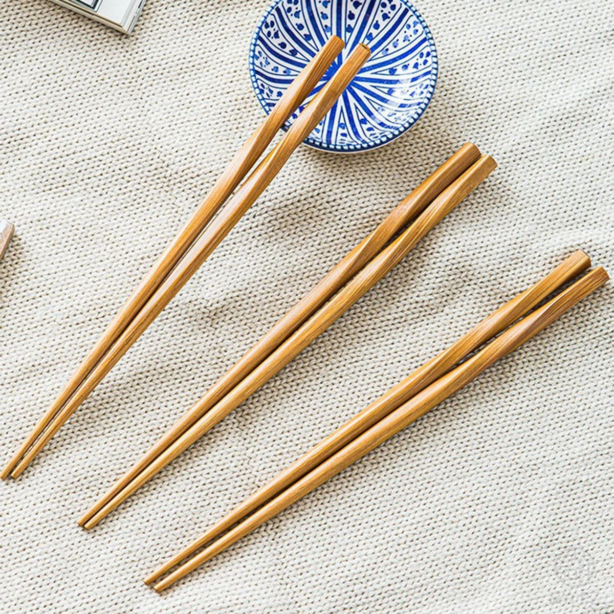 5 Pairs Handmade Natural Bamboo Wood Chopsticks Reusable Sushi Food Stick