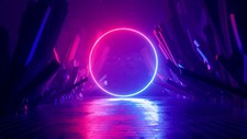 Landscape art illustration abstract neon lights Custom Gaming Mat Desk