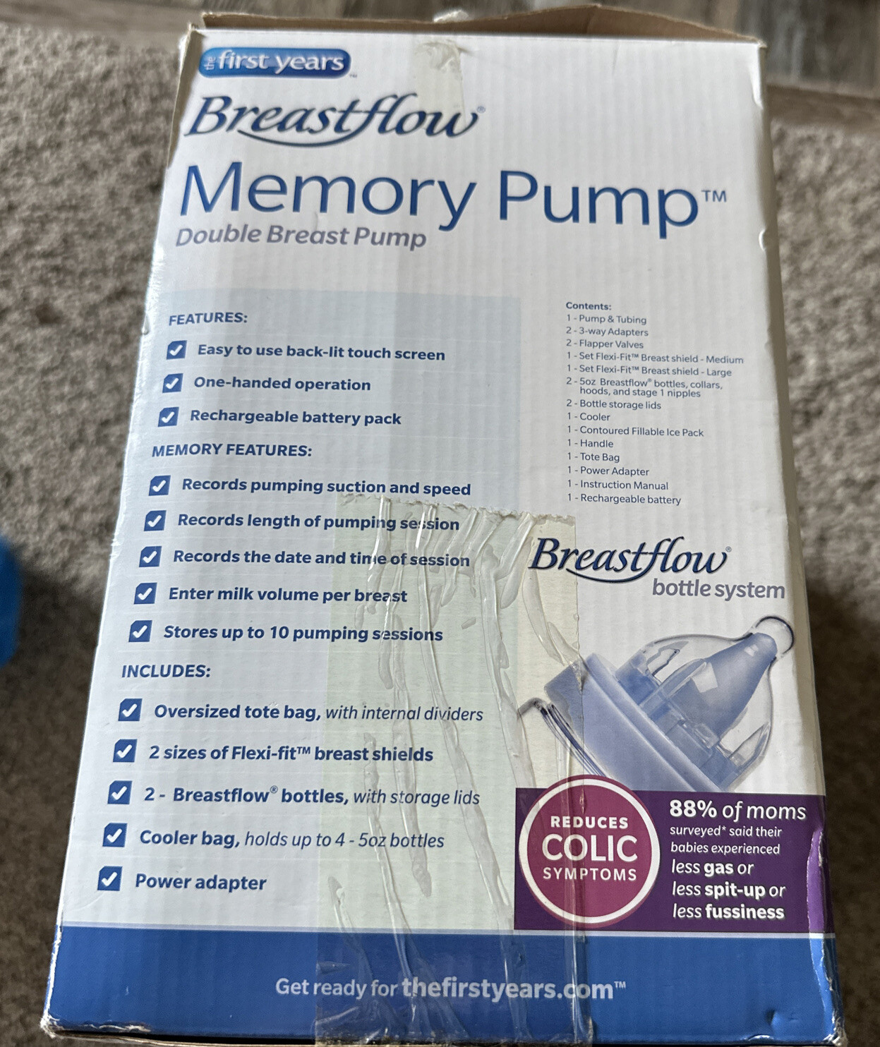 The First Years Breastflow Memory Double Breast Pump Set Open Box Unused!