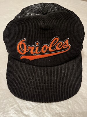 vtg Baltimore Orioles corduroy trucker hat mesh snapback baseball We Cover World